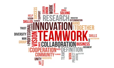 Foto op Plexiglas Teamwork word cloud template. Business concept vector background. © Rana