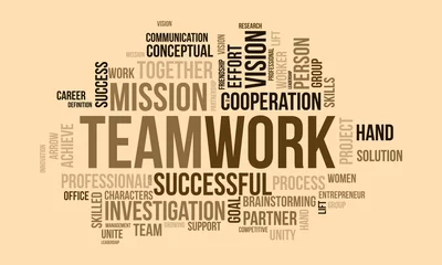 Fotobehang Teamwork word cloud template. Business concept vector background. © Rana