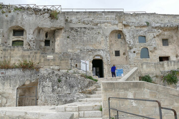 Santa Lucia alle Malve facade of the rupestrian church excavated inside the Sasso Caveoso in Matera 