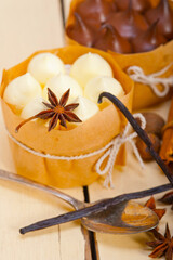 Obraz na płótnie Canvas chocolate vanilla and spices cream cake dessert