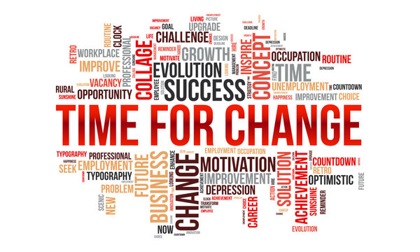 Time for change word cloud template. Business concept vector background.