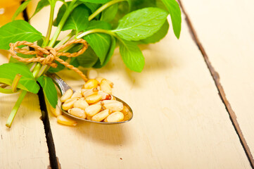 Arab traditional mint and pine nuts tea