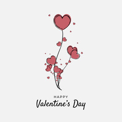 Hand draw valentines day hearts sketch design concept