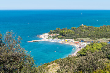 Aerial view of the beautiful beach of Portonovo