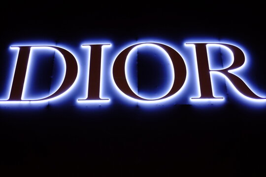 The logo Dior on the Barnum for the Fashion week. Paris, France.