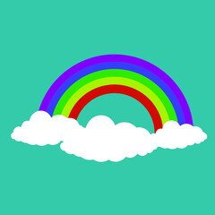 Rainbow with clouds icon. isolated on background. Vector illustration.
