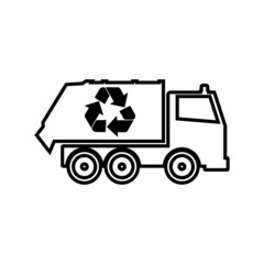 Recycling truck icon isolated on white background