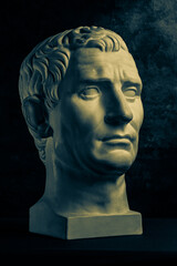 Bronze color gypsum copy of ancient statue of Guy Julius Caesar Octavian Augustus head for artists...