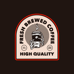 Hand Drawn Vintage Manual Brew Coffee Shop Logo Badge