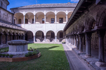 Fototapeta premium Cloister of the Church of Saint Ursus, Aosta, Aosta Valley, Italy