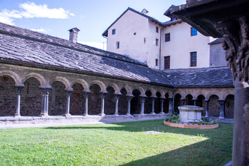 Fototapeta premium Cloister of the Church of Saint Ursus, Aosta, Aosta Valley, Italy