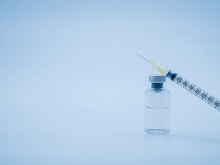 Syringe and small bottle of vaccine isolated  - 482217691