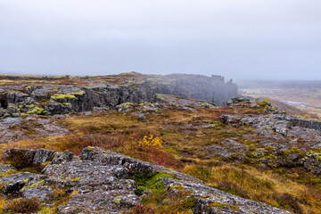 Fototapeta na wymiar Nationalpark Thingvellir auf Island - zwischen den Kontinenten von Europa und Amerika