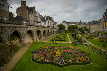 View on the ramparts of Vannes and its flower garden