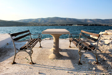 Togir Croatia,the pier of old Venetian town, Dalmatian Coast in Croatia