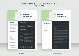 Resume and Cover Letter Template, Minimalist resume cv template, Cv professional jobs resumes