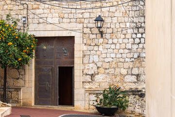 Fototapeta na wymiar Open door of the Llíber church (Alicante, Spain).