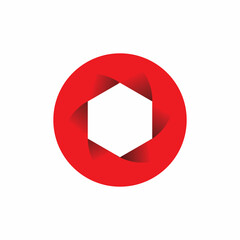 red circle hexagon spin color shape logo design