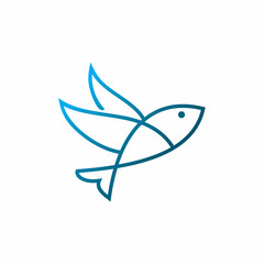 flying fish color line logo design