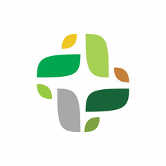 green color leaf group eco community logo design