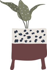 Pot and plant. Abstract shapes boho style. Minimalist style. Great for social media.