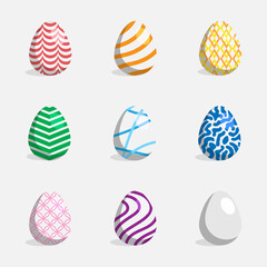 A collection of Easter eggs.Big collection of eggs with different textures.Vector flat illustration