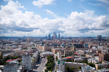 View from a height of the Moscow City business center