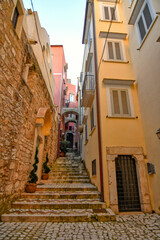 Fototapeta na wymiar An alley of Gaeta, a medieval town of Lazio region, Italy.
