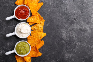 Corn chips with sauces