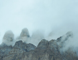 clouds over the rocky mountains creates wonder and peace  during travel 