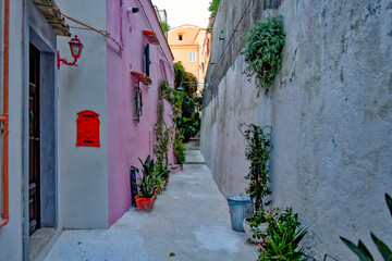 Fototapeta na wymiar A small street in Gaeta, an Italian town in the Lazio region