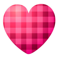 Vector illustration. Valentines Day. Pink heart with geometric checkered color pattern on white background.