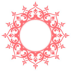Decorative frame Elegant vector element for design in Eastern style, place for text. Floral pink and white border. Lace illustration for invitations and greeting cards