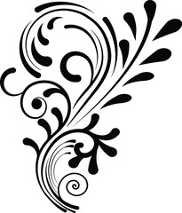 Black vintage baroque ornament, corner. Retro pattern antique style acanthus.