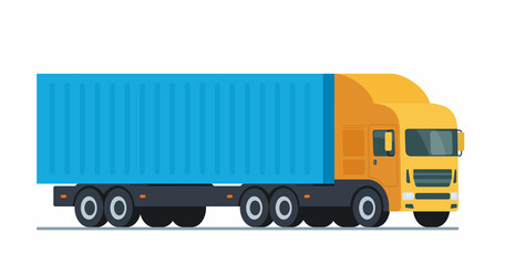 Cargo Truck transportation. Commercial transport. Logistics. Car for the carriage of goods. Flat vector illustration.