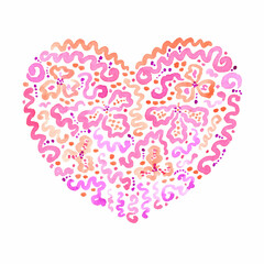 Abstract pink ornamental 
heart isolated on white 
background, watercolor