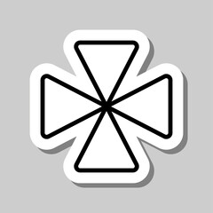 Cross simple icon, vector. Flat desing. Sticker with shadow on gray background.ai