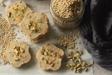 Obraz na płótnie Canvas Sorghum ghee cookies. Ghee cookies with sorghum flour. Commonly called Nankhatai.