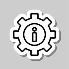 Gear vector, simple icon. Flat desing. Sticker with shadow on gray background.ai