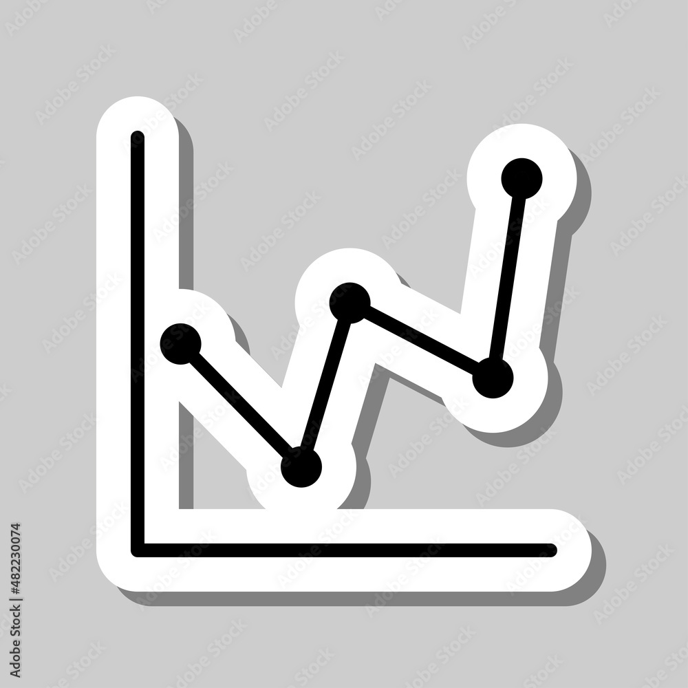 Poster graph diagram simple icon. flat desing. sticker with shadow on gray background.ai