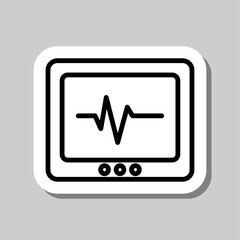 Heartbeat cardio medical simple icon. Flat desing. Sticker with shadow on gray background.ai