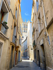 Ruelle du quartier de l’Ecusson à Montpellier, Occitanie