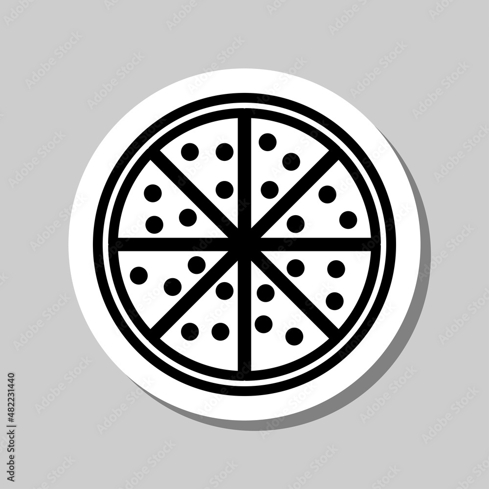 Poster pizza simple icon vector. flat desing. sticker with shadow on gray background.ai