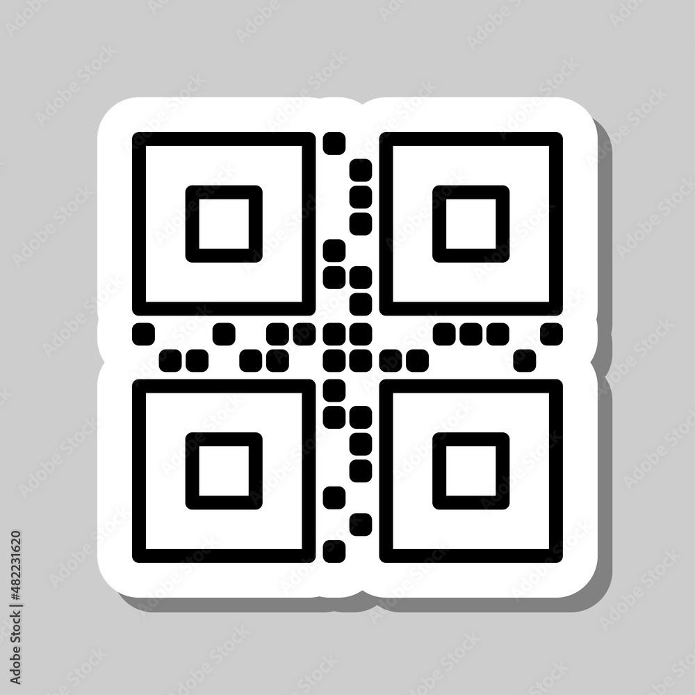 Poster qr code simple icon. flat desing. sticker with shadow on gray background.ai