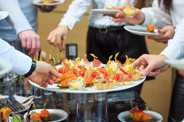 Food Buffet Catering Dining Eating Party Sharing Concept. people group catering buffet food