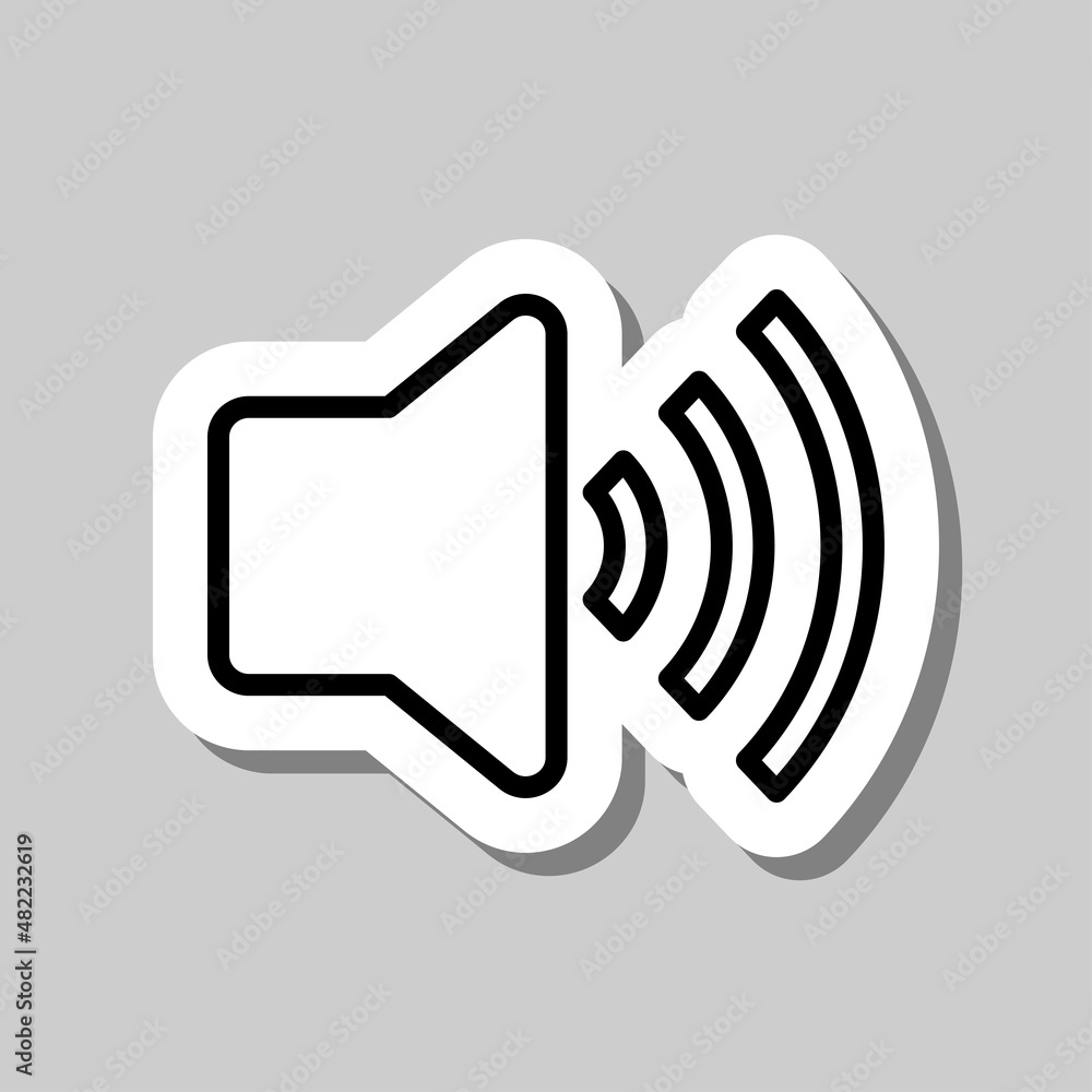 Poster sound simple icon vector. flat desing. sticker with shadow on gray background.ai