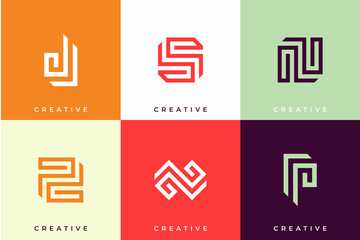 Set of monogram abstract initial logo template