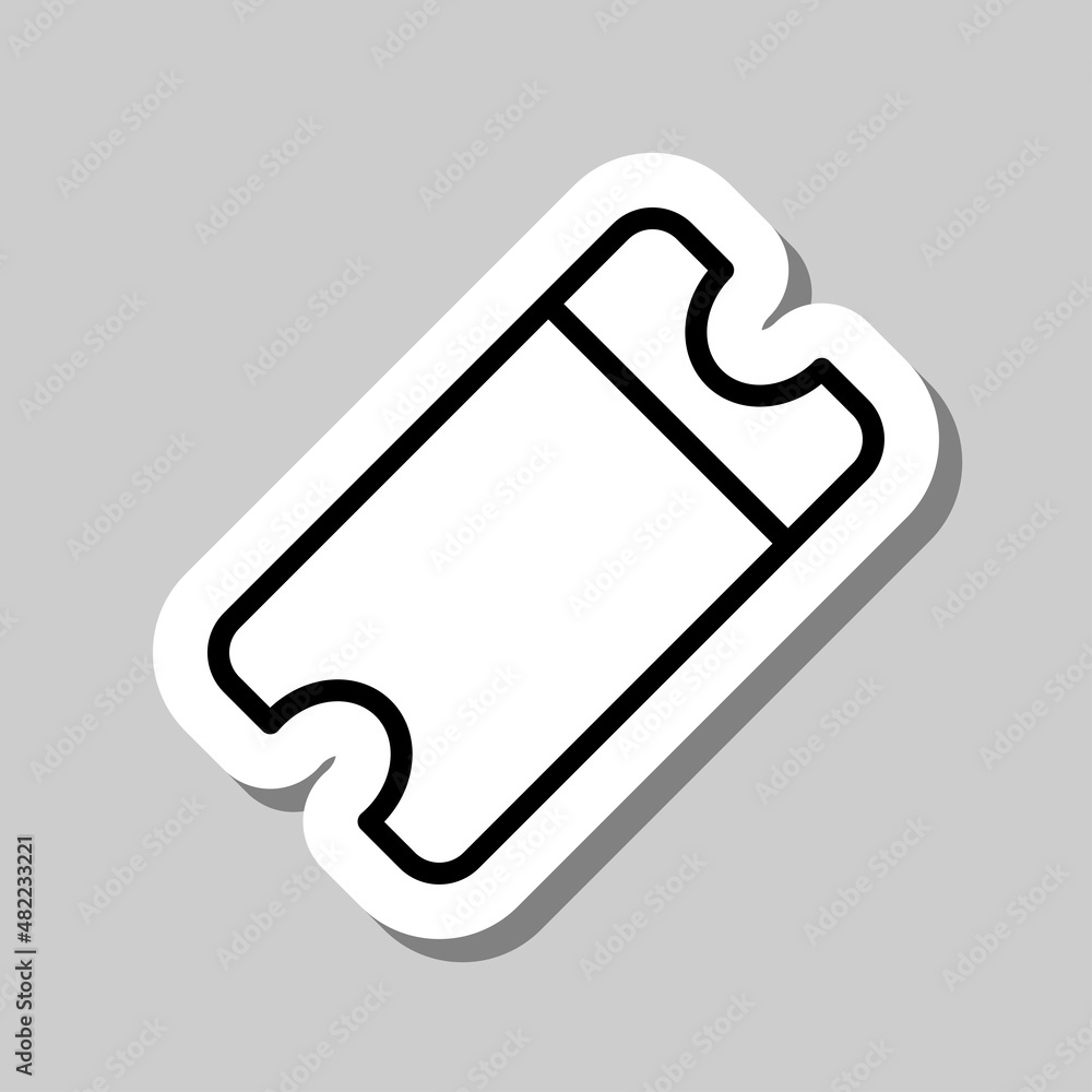 Poster ticket simple icon vector. flat desing. sticker with shadow on gray background.ai