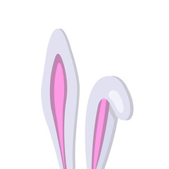 Bunny ears isolated on white background. Easter rabbit ears, vector flat illustration.