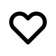 Heart icon. Black bold contour linear silhouette. Front view. Vector simple flat graphic illustration. Isolated object on a white background. Isolate.